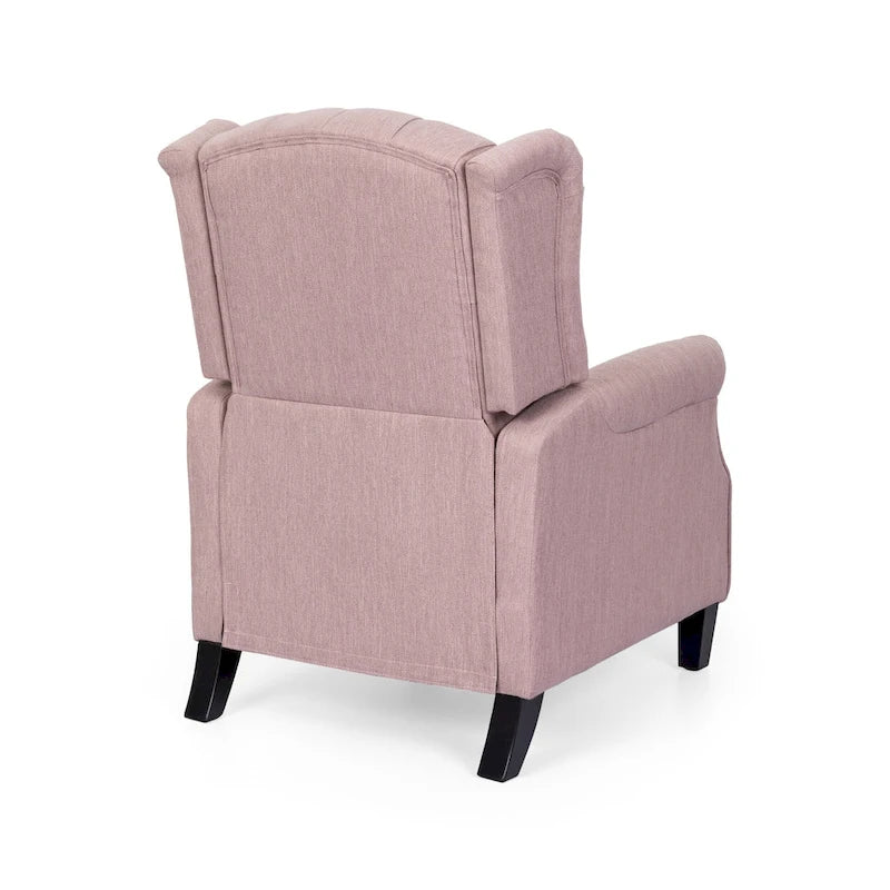 Modern Wingback Push-Back Recliner with Button-Tufted Back & Birch Legs