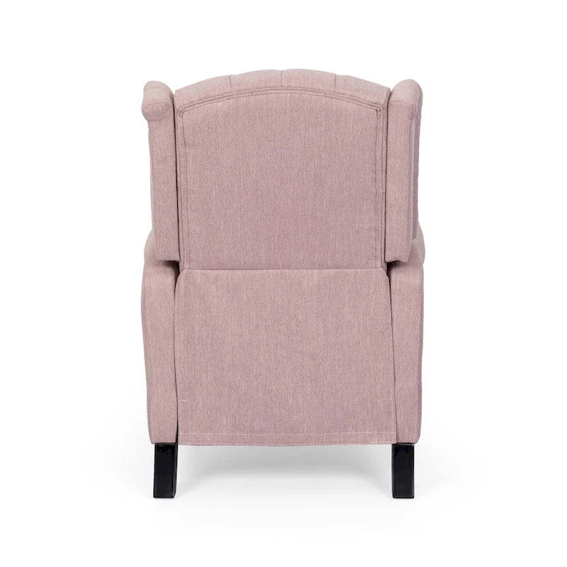 Modern Wingback Push-Back Recliner with Button-Tufted Back & Birch Legs