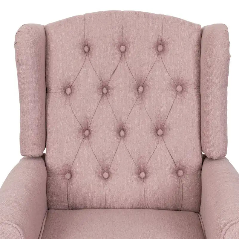 Modern Wingback Push-Back Recliner with Button-Tufted Back & Birch Legs