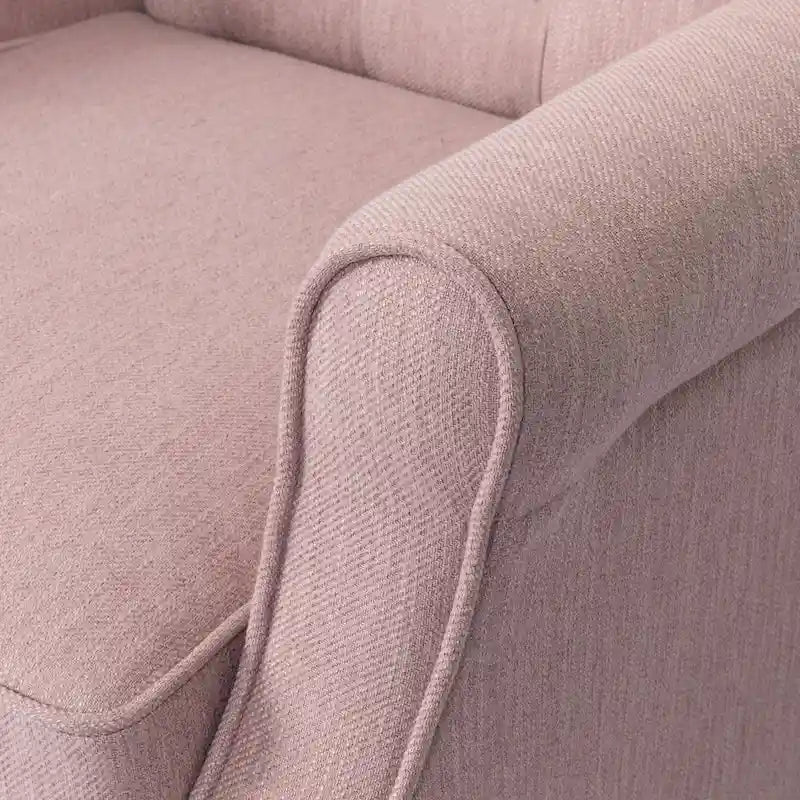 Modern Wingback Push-Back Recliner with Button-Tufted Back & Birch Legs