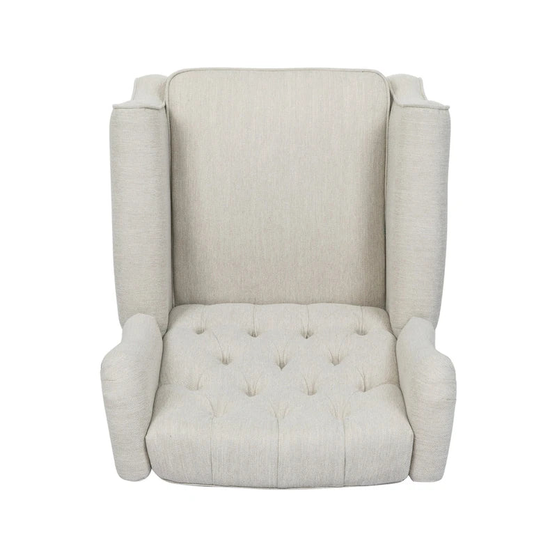 Modern Wingback Push-Back Recliner with Button-Tufted Back & Birch Legs