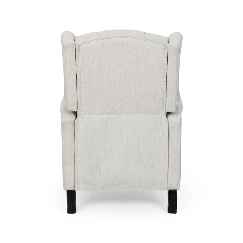 Modern Wingback Push-Back Recliner with Button-Tufted Back & Birch Legs