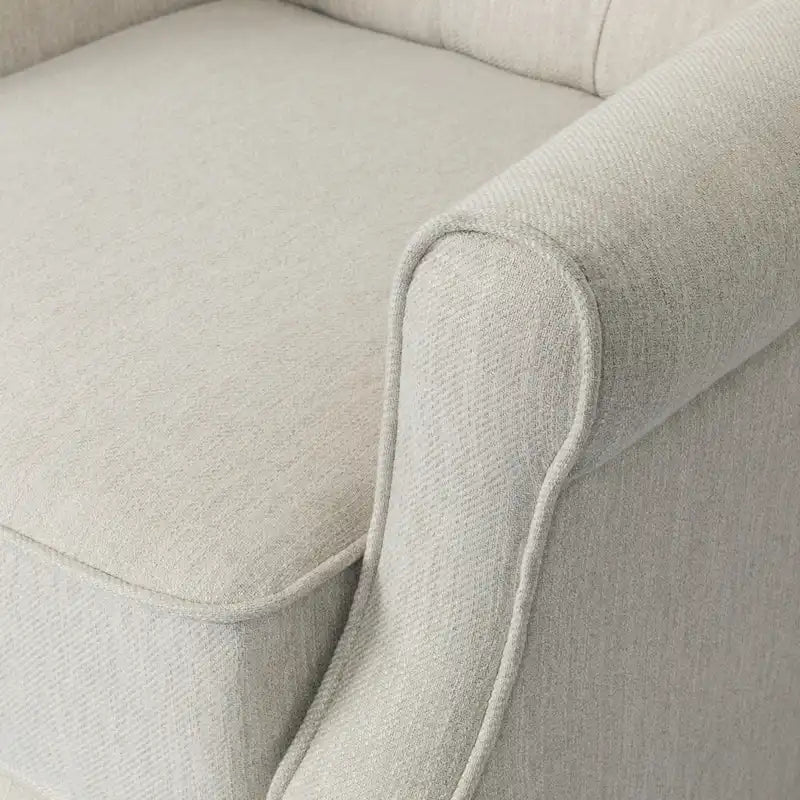 Modern Wingback Push-Back Recliner with Button-Tufted Back & Birch Legs