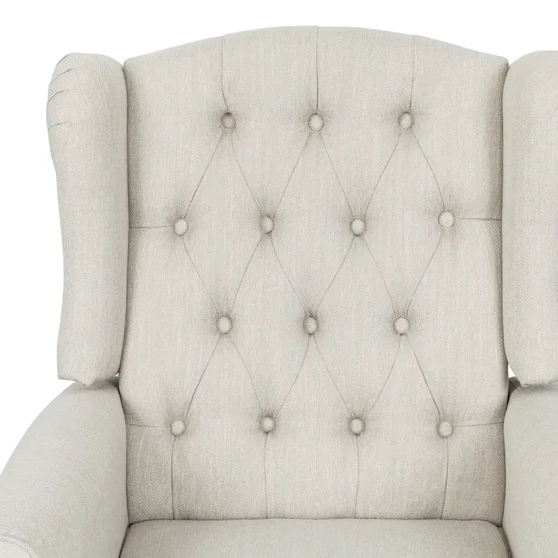 Modern Wingback Push-Back Recliner with Button-Tufted Back & Birch Legs