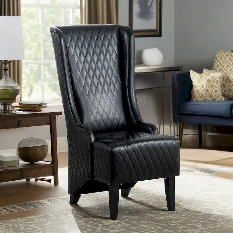 High-Back Wingback Accent Chair with Birch Wood Legs and Foam Cushion
