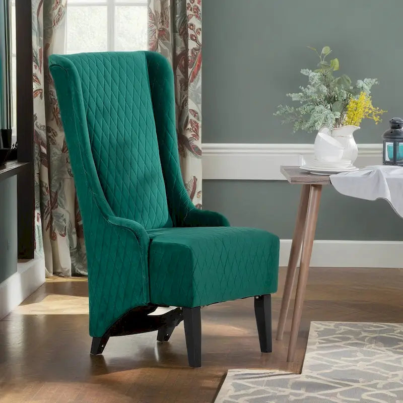 High-Back Wingback Accent Chair with Birch Wood Legs and Foam Cushion