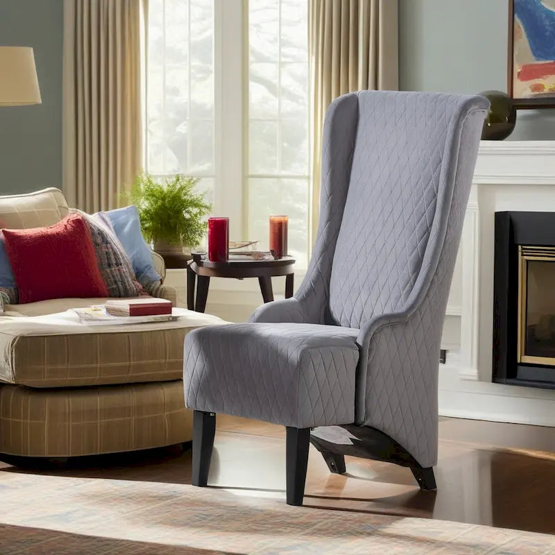 High-Back Wingback Accent Chair with Birch Wood Legs and Foam Cushion