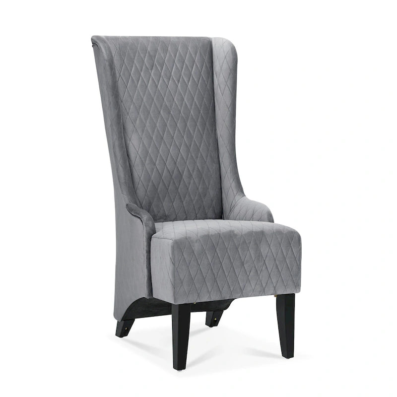 High-Back Wingback Accent Chair with Birch Wood Legs and Foam Cushion