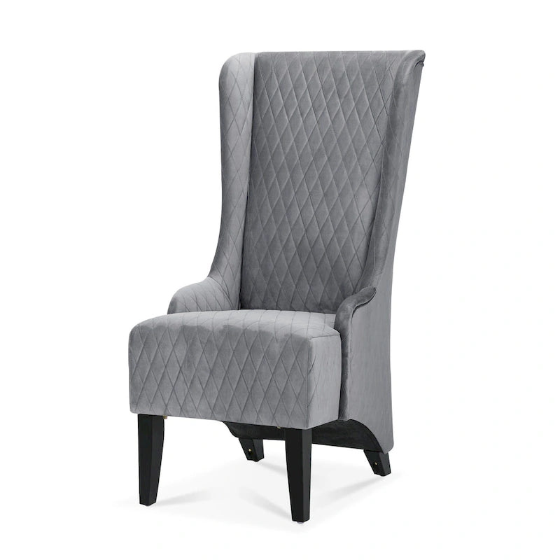 High-Back Wingback Accent Chair with Birch Wood Legs and Foam Cushion