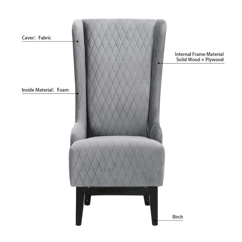 High-Back Wingback Accent Chair with Birch Wood Legs and Foam Cushion