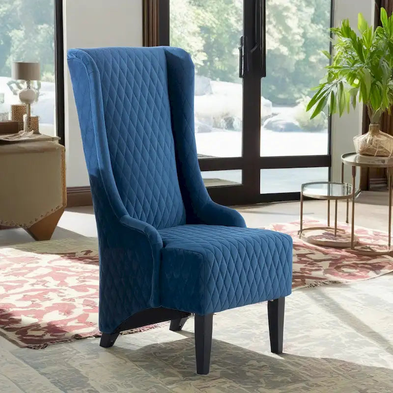 High-Back Wingback Accent Chair with Birch Wood Legs and Foam Cushion