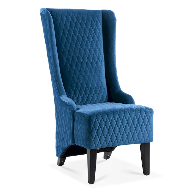 High-Back Wingback Accent Chair with Birch Wood Legs and Foam Cushion