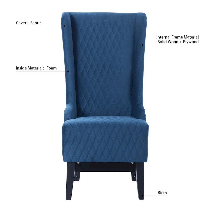High-Back Wingback Accent Chair with Birch Wood Legs and Foam Cushion