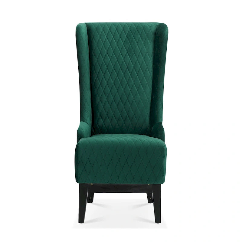 High-Back Wingback Accent Chair with Birch Wood Legs and Foam Cushion