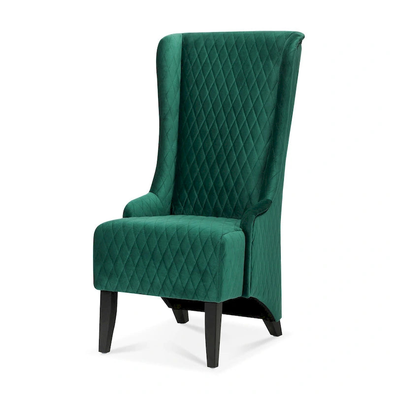 High-Back Wingback Accent Chair with Birch Wood Legs and Foam Cushion