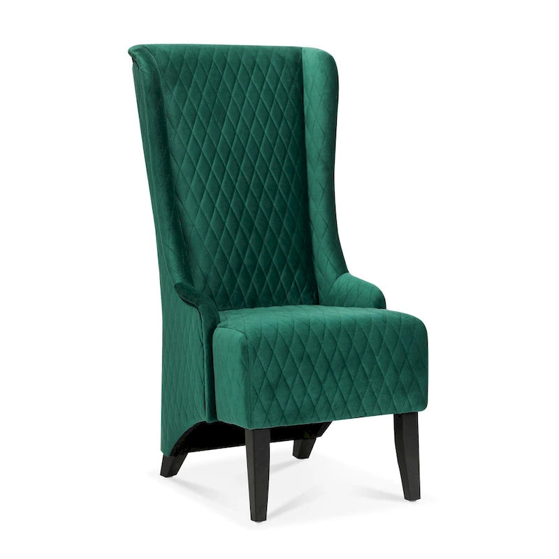 High-Back Wingback Accent Chair with Birch Wood Legs and Foam Cushion