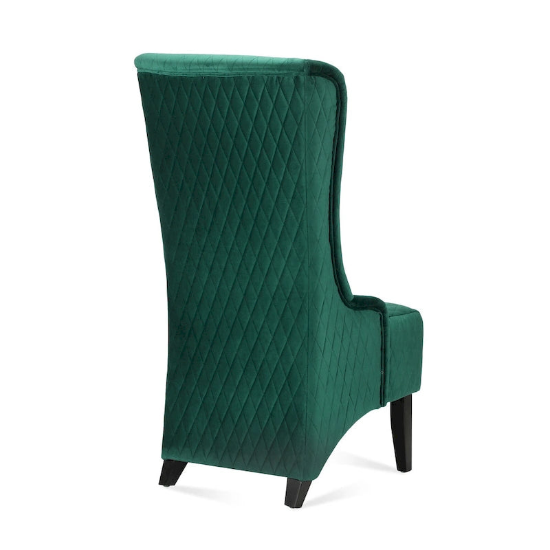 High-Back Wingback Accent Chair with Birch Wood Legs and Foam Cushion