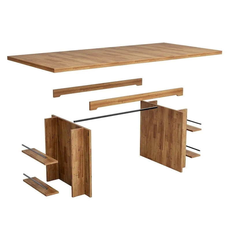 63-Inch Executive Office Desk with Dual-Tier Side Storage Shelves