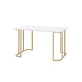 Rectangular Writing Desk with Open Base & Gold-Tone Metal Frame