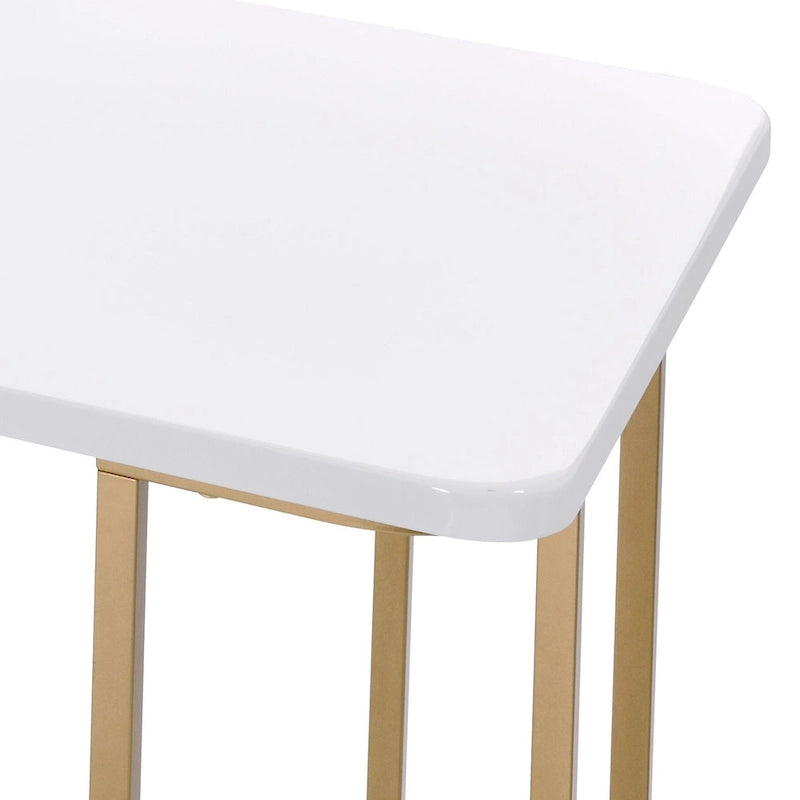 Rectangular Writing Desk with Open Base & Gold-Tone Metal Frame