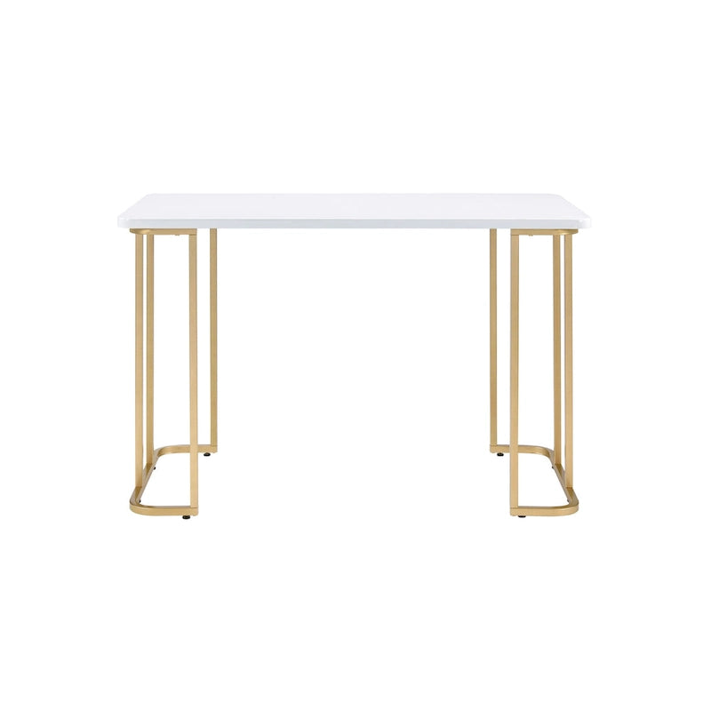 Rectangular Writing Desk with Open Base & Gold-Tone Metal Frame