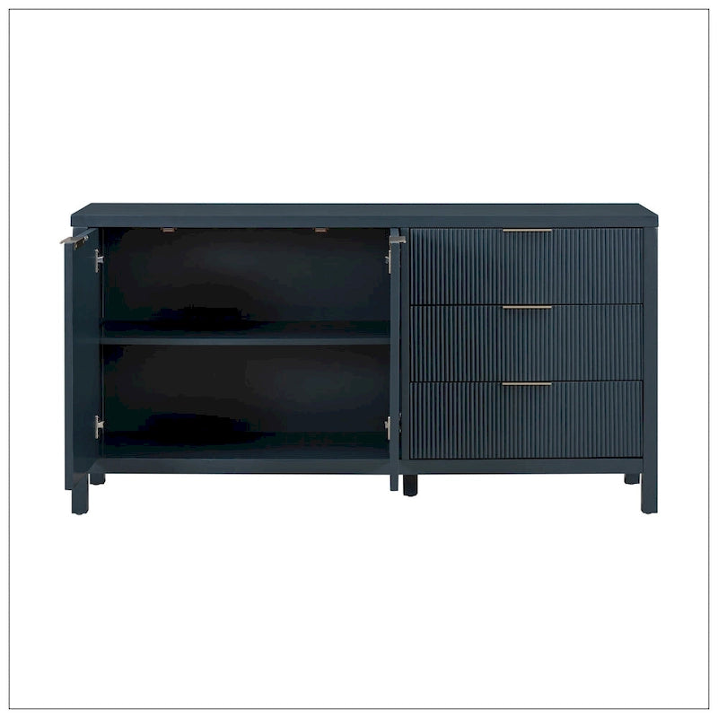 Wave-Pattern Sideboard with Storage Cabinets and Drawers