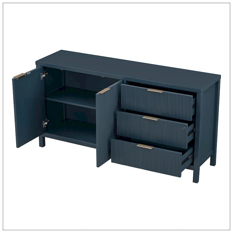 Wave-Pattern Sideboard with Storage Cabinets and Drawers