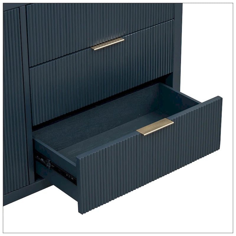 Wave-Pattern Sideboard with Storage Cabinets and Drawers