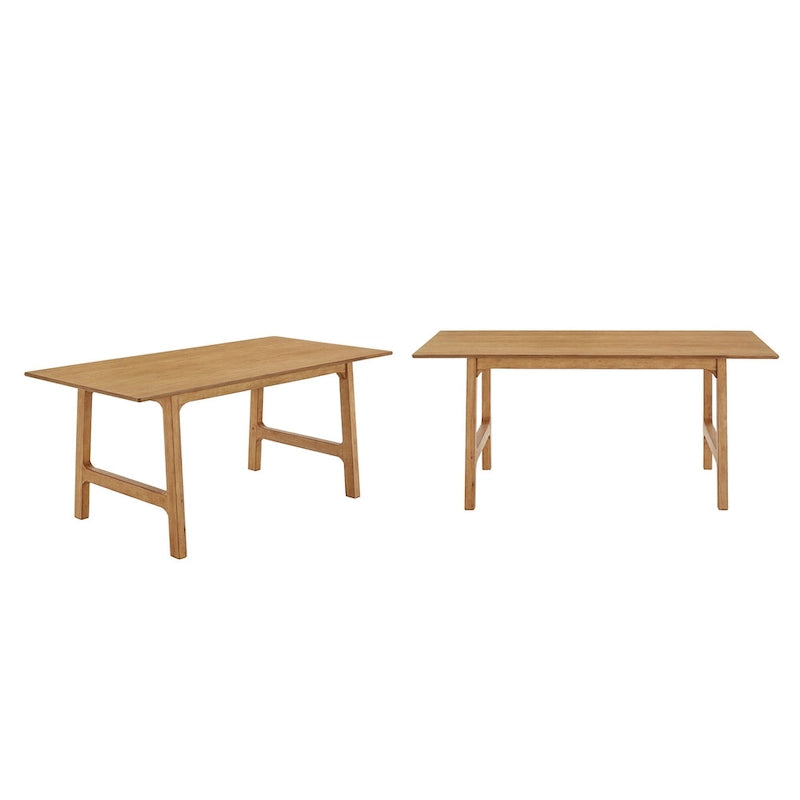 Scandinavian-Style Rubberwood Dining Table in Light Oak Finish