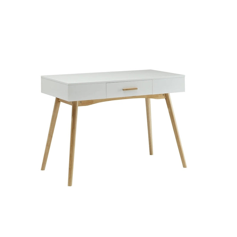 Mid-Century Writing Desk with Drawer, Tapered Wood Legs and Piano Gloss Top