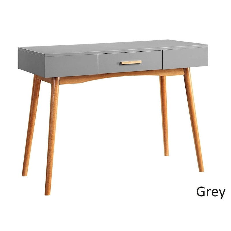Mid-Century Writing Desk with Drawer, Tapered Wood Legs and Piano Gloss Top