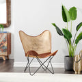 Leather Butterfly Lounge Chair with Black Metal Stand