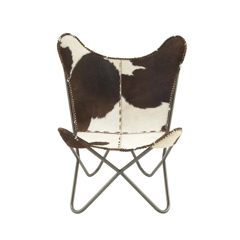 Leather Butterfly Lounge Chair with Black Metal Stand