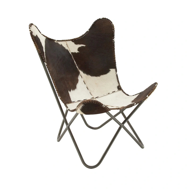 Leather Butterfly Lounge Chair with Black Metal Stand