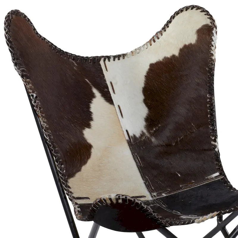 Leather Butterfly Lounge Chair with Black Metal Stand