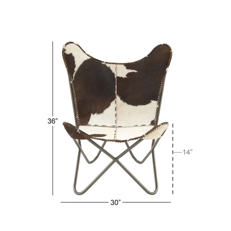Leather Butterfly Lounge Chair with Black Metal Stand