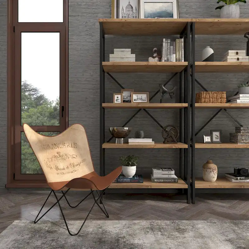 Leather Butterfly Lounge Chair with Black Metal Stand