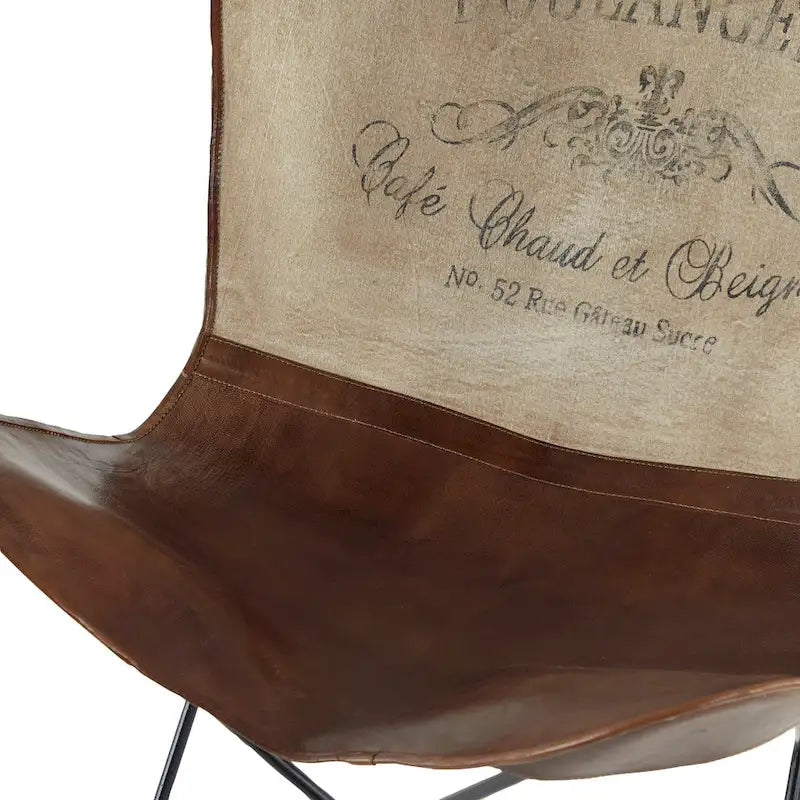 Leather Butterfly Lounge Chair with Black Metal Stand