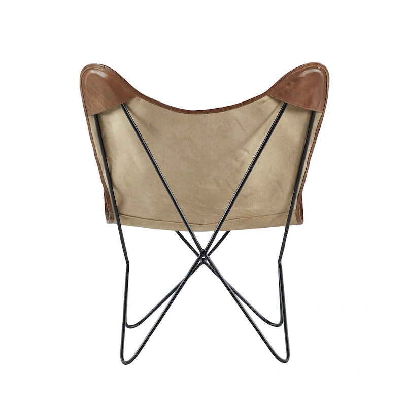 Leather Butterfly Lounge Chair with Black Metal Stand