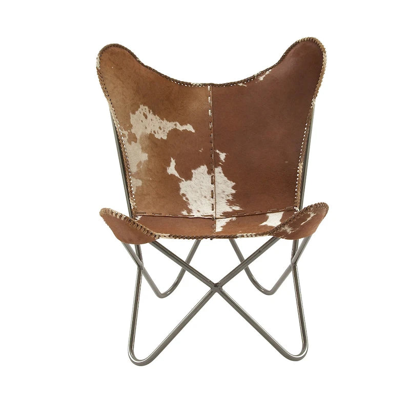 Leather Butterfly Lounge Chair with Black Metal Stand