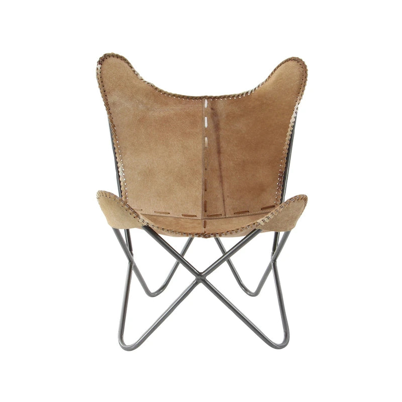 Leather Butterfly Lounge Chair with Black Metal Stand