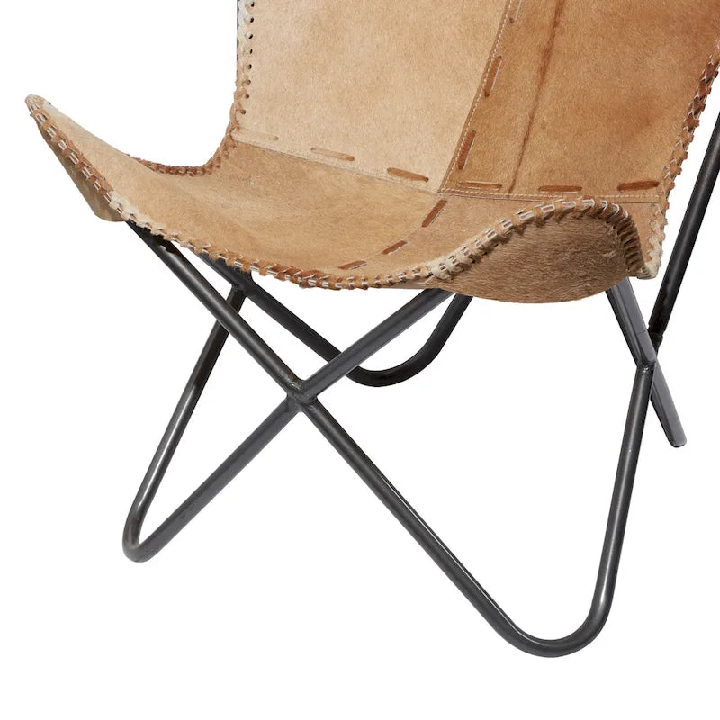 Leather Butterfly Lounge Chair with Black Metal Stand