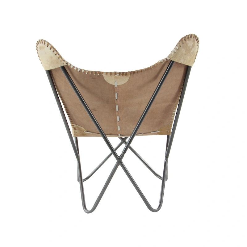 Leather Butterfly Lounge Chair with Black Metal Stand
