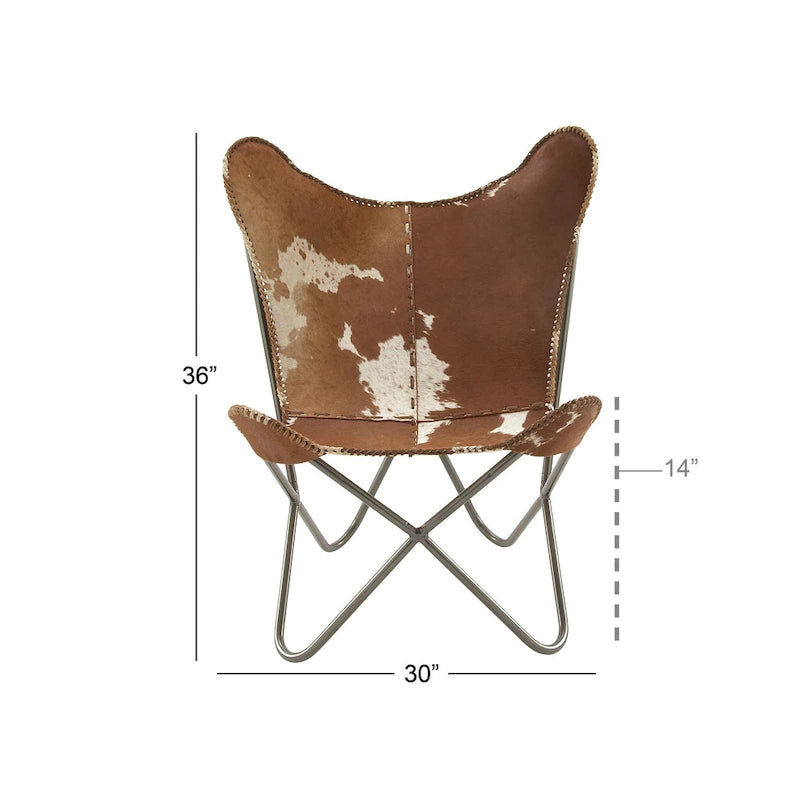 Leather Butterfly Lounge Chair with Black Metal Stand