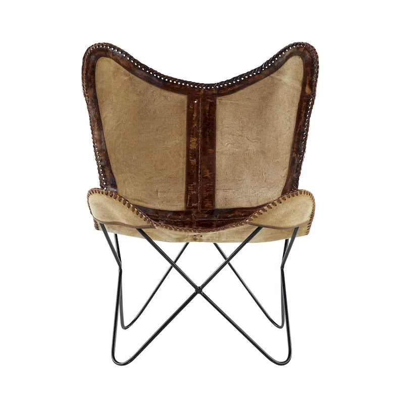 Leather Butterfly Lounge Chair with Black Metal Stand