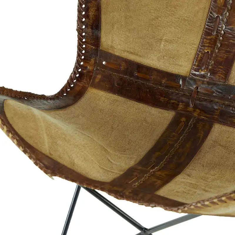 Leather Butterfly Lounge Chair with Black Metal Stand