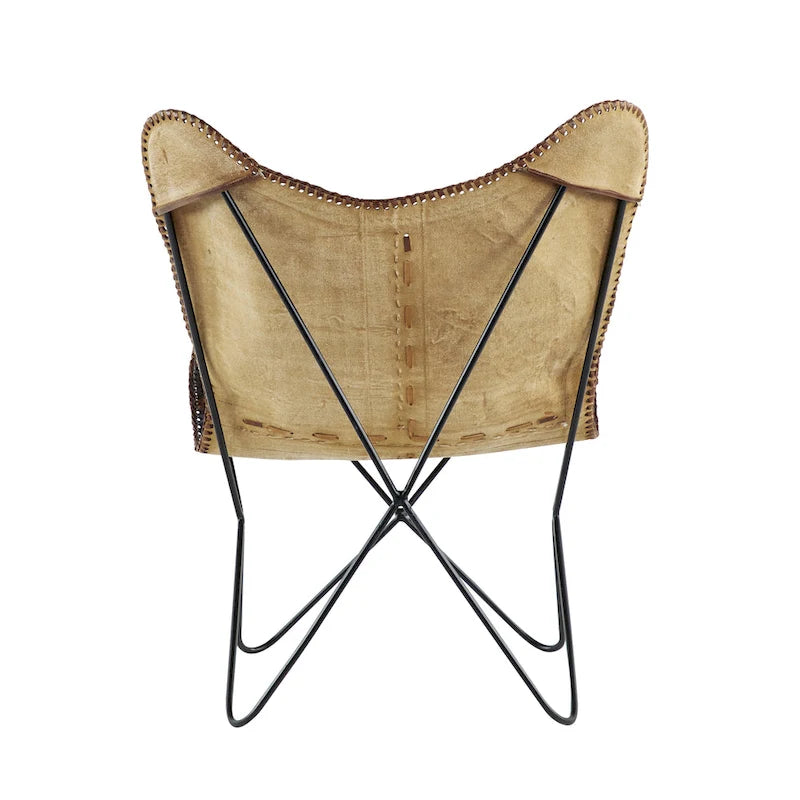 Leather Butterfly Lounge Chair with Black Metal Stand