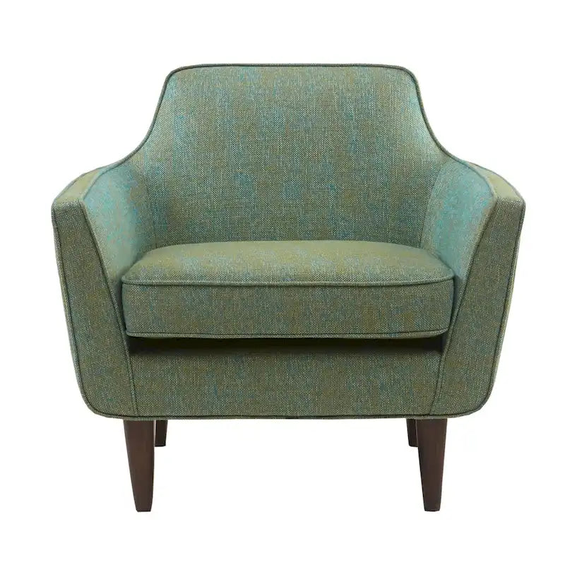 Mid-Century Modern Low-Back Accent Chair with Flared Arms & Tapered Legs — Sea Foam