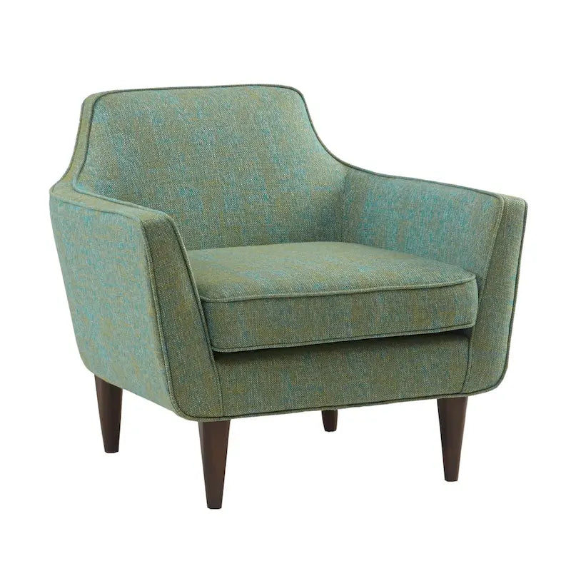 Mid-Century Modern Low-Back Accent Chair with Flared Arms & Tapered Legs — Sea Foam