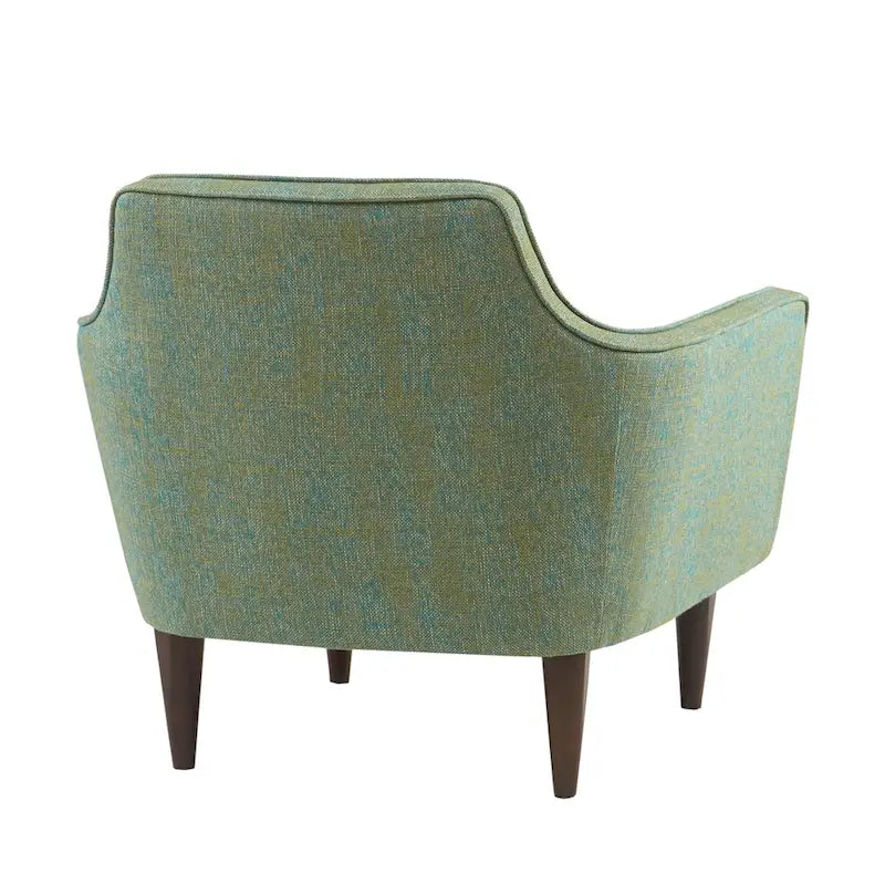 Mid-Century Modern Low-Back Accent Chair with Flared Arms & Tapered Legs — Sea Foam